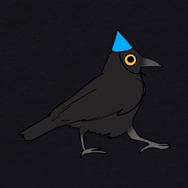 Cute crow with birthday hat by Mayarart